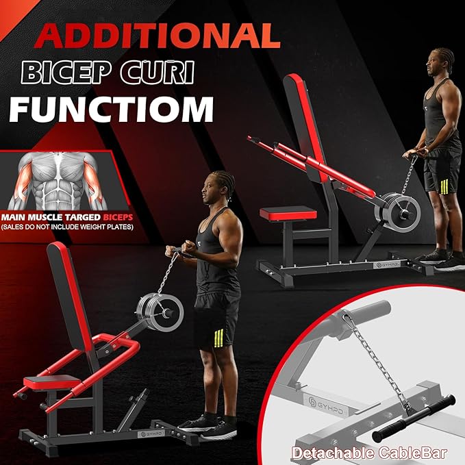 Upgraded 15° Backrest Seated Dip Machine Tricep Bicep, Tricep Bicep Press Down Machine, Triceps Bicep curl Workouts with Cable Bar, Plate Loaded Dip Machine Exercise for Triceps Biceps Chest Training
