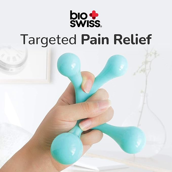BioSwiss Handheld Full Body Massager, 4-Leg Pressure Point Massage Tool for Back, Neck, and Shoulder, Portable Manual Massager