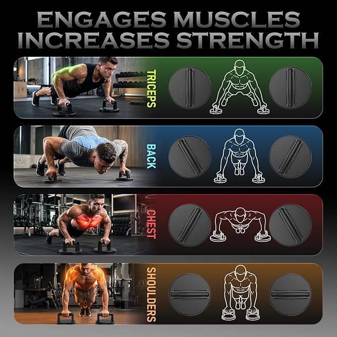Push Up Bars Strength Training Equipment, Ergonomic Grips, 7.48" Base for Increased Stability, Home Gym Equipment, Push Up Stands Handle for Floor Workouts ﻿