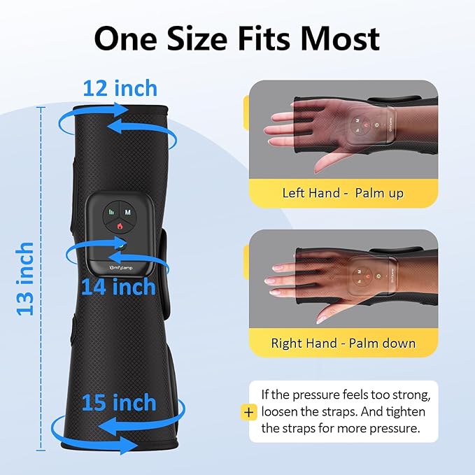 Comfytemp Air Compression Therapy Device K1063, Portable Hand and Wrist Massager for Circulation and Pain Relief, Cordless Forearm Massage Sleeve with Heat, Ideal for Men Women Seniors