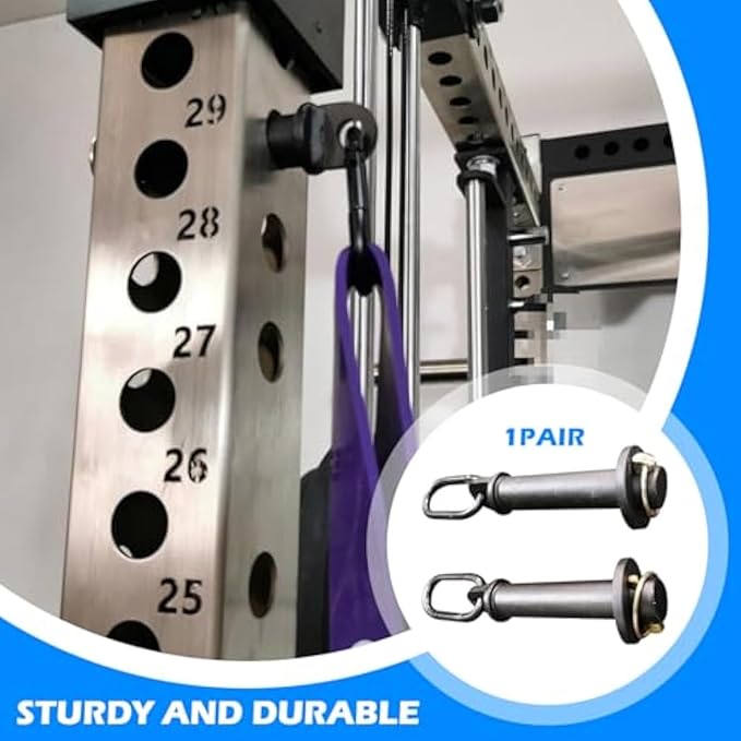 RSBFER Squat Rack Attachments – Quick Install 3x3 Power Cage Accessories with 1" Hole, Home Gym Fitness Equipment for Resistance Bands & Strength Training (Pair)