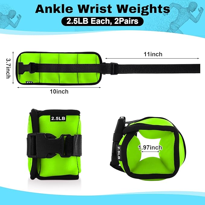 2 Pairs Ankle Wrist Weights for Land or Aquatic Exercise Aqua Cuffs Aqua Aerobics Fitness Bands for Ankle and Wrist Adjustable Weights for Swimming Pool Workout Equipment