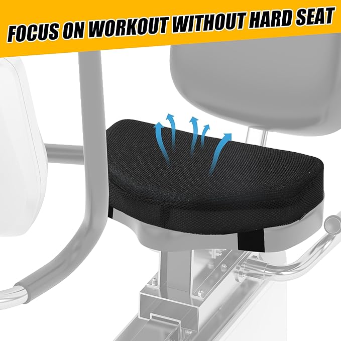 MABOZOO Exercise Bike Seat Cushion, Comfort Recumbent Bike Seat Cushion Stationary Pad with Washable Cover, Foam Rower Mat Pad for Rowing Machine, Bicycle