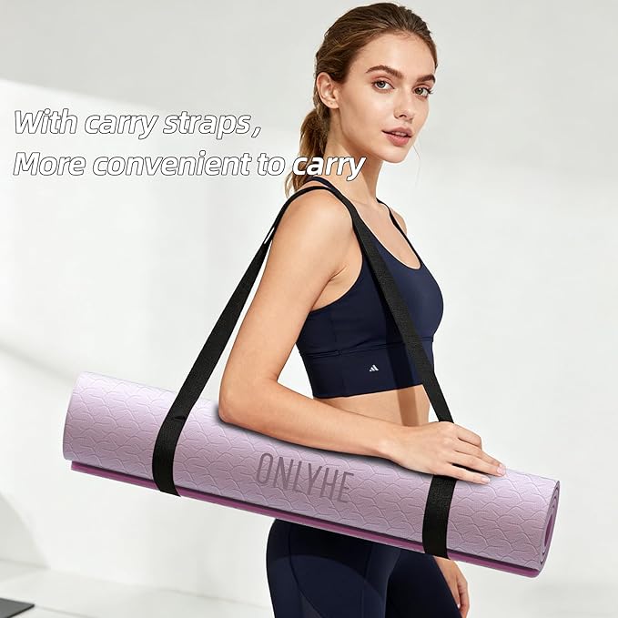 Yoga Mat Thick(10mm) Exercise Mat Non Slip Anti-tear,72"x35" Extra Large Pilates Mats for Home Workouts, Gym & Floor Stretching with Carrier Strap