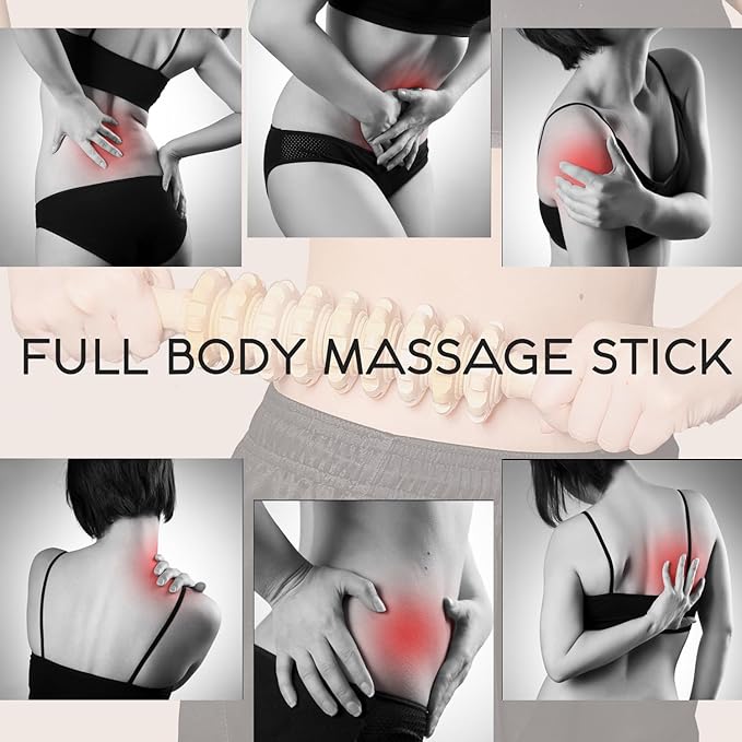 Wood Therapy Massage Tools for Fascial Massage, Cellulite, and Sore Muscles - Multi-Functional Massage Roller Stick for Legs and Back Muscle Recovery
