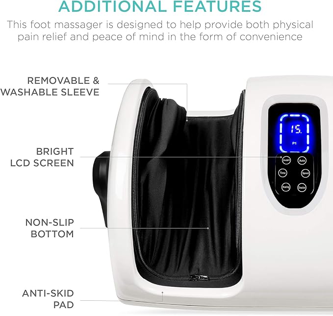 Best Choice Products Heated Shiatsu Foot Massager for Pain Relief, Plantar Fasciitis, Neuropathy, Blood Circulation w/Compact Design - Pearl White