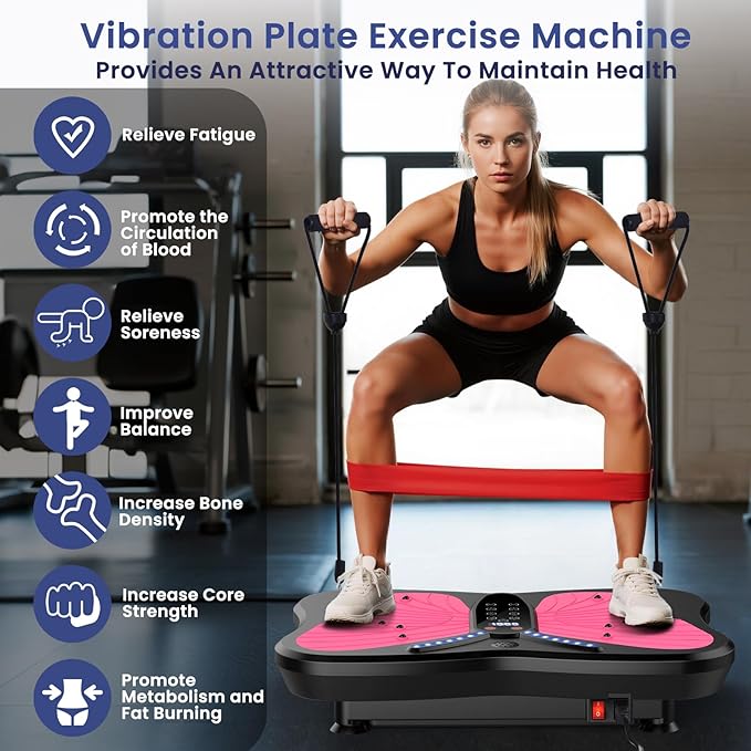 Vibration Plate Exercise Machine for Lymphatic Drainage, Vibration Machine for Full-Body Weight Loss Shaping, Vibrate Fitness Platform 400 Lbs & 200 Adjustable Speeds for Women Men Home