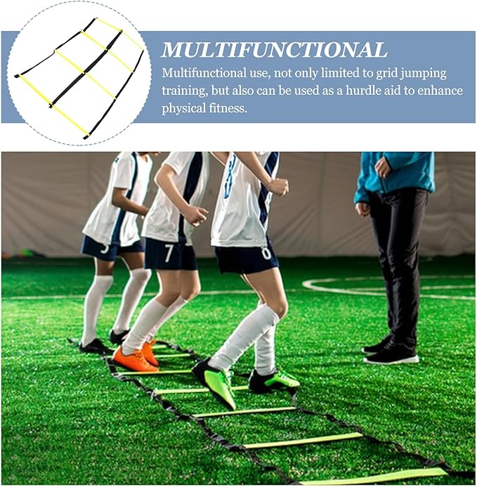 GLEAVI Multifunctional Football Agility Ladder Rope Ladder for Sports Training Foldable Yellow Speed and Footwork for Soccer Agility Drills and Fitness Exercises