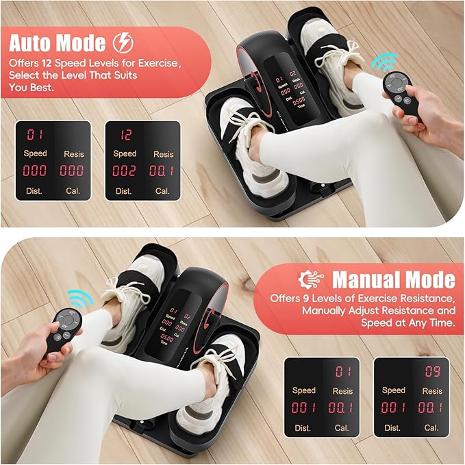 FUNMILY Under Desk Elliptical, Ultra-Quiet Elliptical Machine for Home, Upgraded Magnetic Control Leg Exerciser&12 Speeds Electric Elliptical for Seniors,100% Pre-Assembled Home Workout Equipment