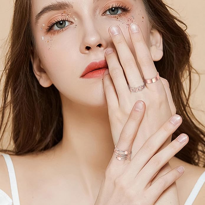 BioMag Copper Rings for Women, 99.99% Pure Copper Magnetic Rings Thumb Rings for Lymphatic Drainage, Adjustable Jewelry Gifts for Women
