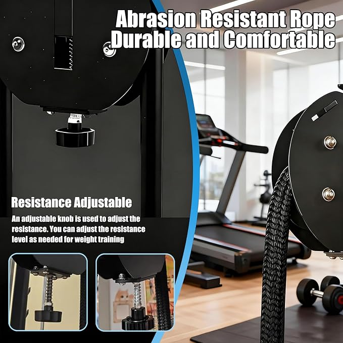 Endless Rope Trainer | Adjustable Resistance Trainer Machine | Suspension Endless Rope Pulley System| Closed-Loop Nylon Rope | Home Gym Infinity Rope for Interval Resistance Training Red