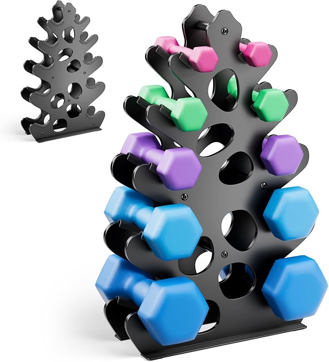 Dumbbell Rack Stand, (Dumbbells Not Included) with Protective Edge Rubber Covers for Home Gym, Compact A-Frame Design Weight Rack with Handle