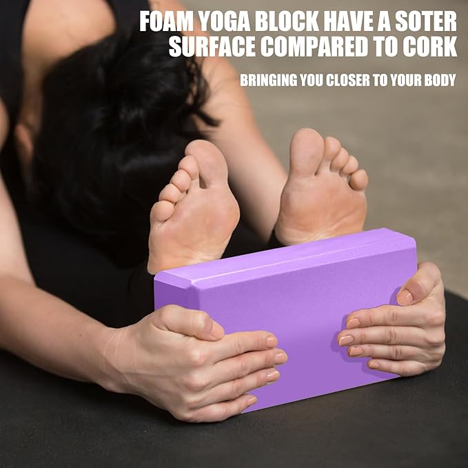2 Pcs Yoga Blocks, 9"x6"x3" Foam Blocks Yoga Props for Pilates Stretching and Meditation Exercise Blocks Lightweight Yoga Essentials