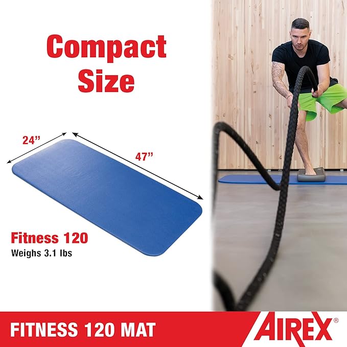 Airex Fitness Exercise Mat, Blue (47"L x 23"W x 0.6" Thick) (AR-FB)