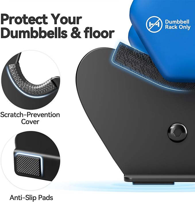 Dumbbell Rack Stand, (Dumbbells Not Included) with Protective Edge Rubber Covers for Home Gym, Compact A-Frame Design Weight Rack with Handle