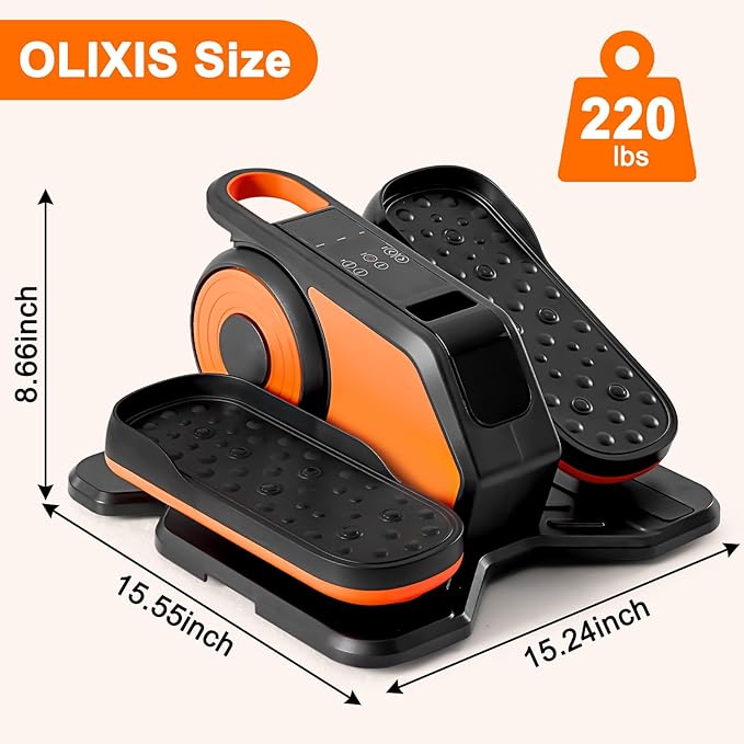 OLIXIS Under-Desk Elliptical Machine–Compact & Quiet Mini Pedal Exerciser with Adjustable Speed, LED Display, Portable Fitness Solution for Home or Office Workouts