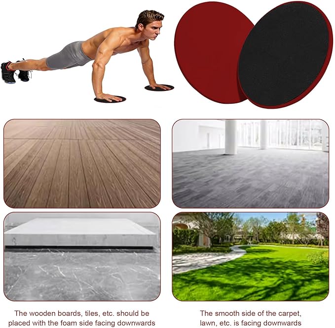 Upgrade Sport Core Sliders for Working Out - Dual Sided Glide Discs for Full Body Workout on Carpet or Hardwood Floor - Fitness & Home Exercise Equipment for Athletes