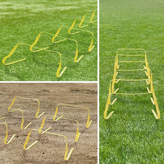 Japard Ultra Durable Agility Hurdles for Athletes of All Skill Levels, 6pcs of 7.8 inch Tall Hurdles, Bright Yellow Color, Made of Durable, Composite Materials, Easy to Set up & Transport