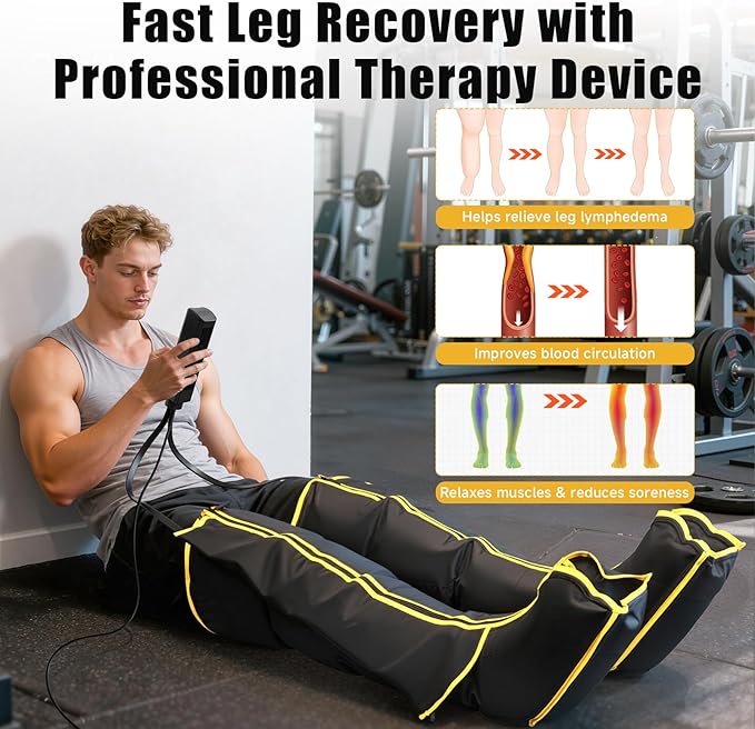 Air Compression Leg Massager, Professional Sequential Foot & Full Leg Massager for Circulation and Pain Relief, Fast Recovery Compression Boots for Athletes, Gifts for Men Women