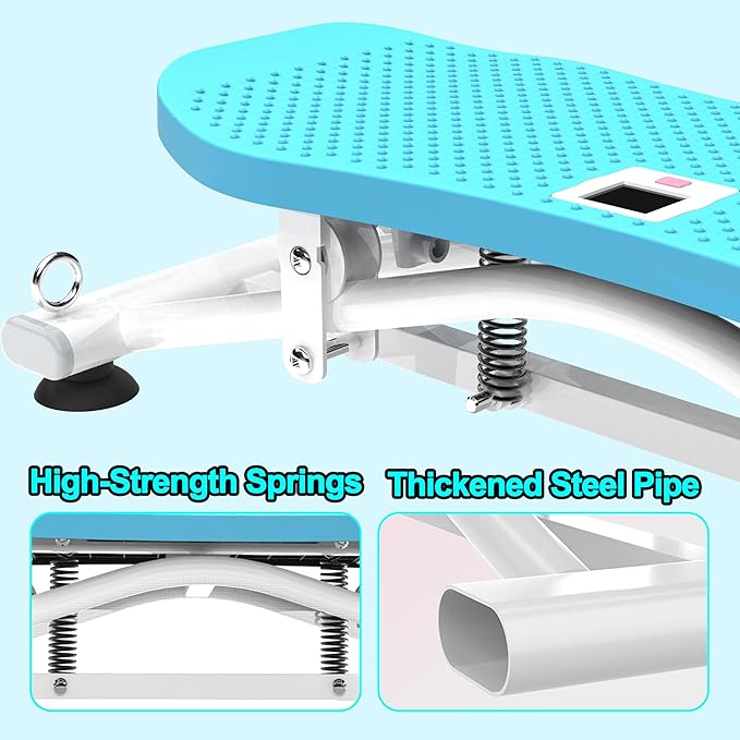 Ski Exercise Machine for Home Ski Simulator Balance Board with Resistance Bands Indoor Skiing Fitness Equipment for Full Body Cardio Core Leg and Arm Workout Balance Machine with Non-Slip Base Blue