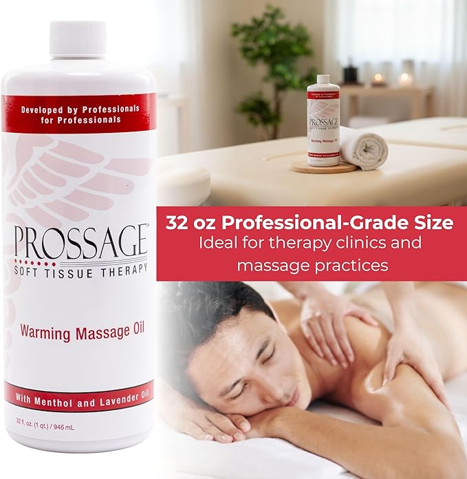 Prossage Heat Warming Relief Massage Oil for Therapuetic Massages, Deep Tissue Massages, and Aromatherapy, Topical Reliever, 32 Ounce Bottle