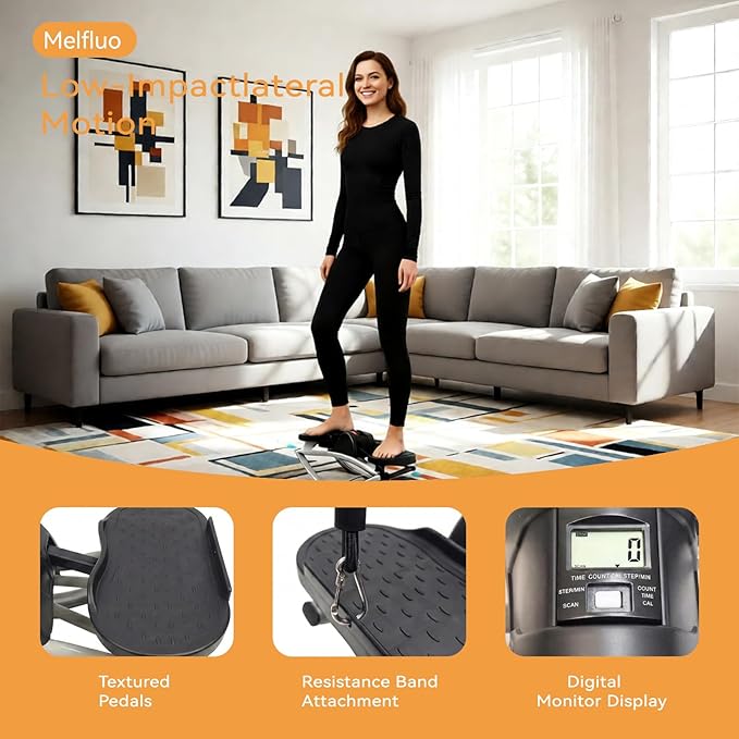 Rock Stepper Side to Side – Lateral Stepper & Glute Trainer with Resistance Bands, Low Impact Side to Side Stepper for Home Exercise, Quiet Step Rocker Machine No Assembly 250LBS