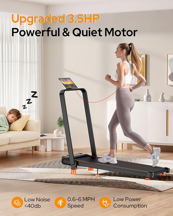Walking Pad with 10% Incline & Handle Bar, Low Noise Walking Pad Treadmill for Home Small, Rayspace 3.5HP Treadmill with Incline, 4 in 1 Portable Compact Walking Pad with Incline/APP 350lbs