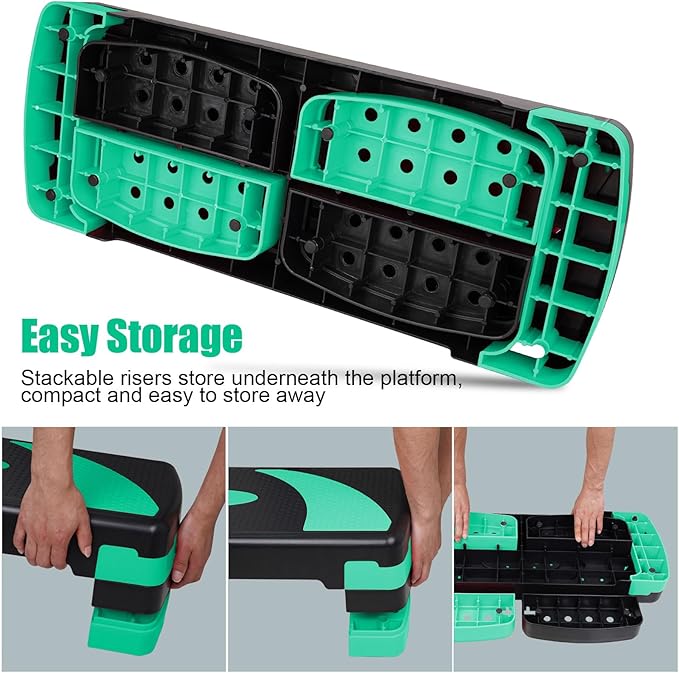 Aerobic Step Platform Exercise Step with 3 levels Adjustable Height Non-Slip Exercise Stepper for Cardio, Strength, and Fitness Workouts at Home or Gym