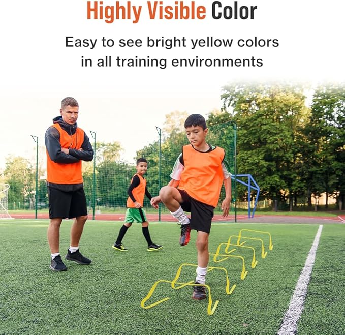 Japard Ultra Durable Agility Hurdles for Athletes of All Skill Levels, 6pcs of 7.8 inch Tall Hurdles, Bright Yellow Color, Made of Durable, Composite Materials, Easy to Set up & Transport