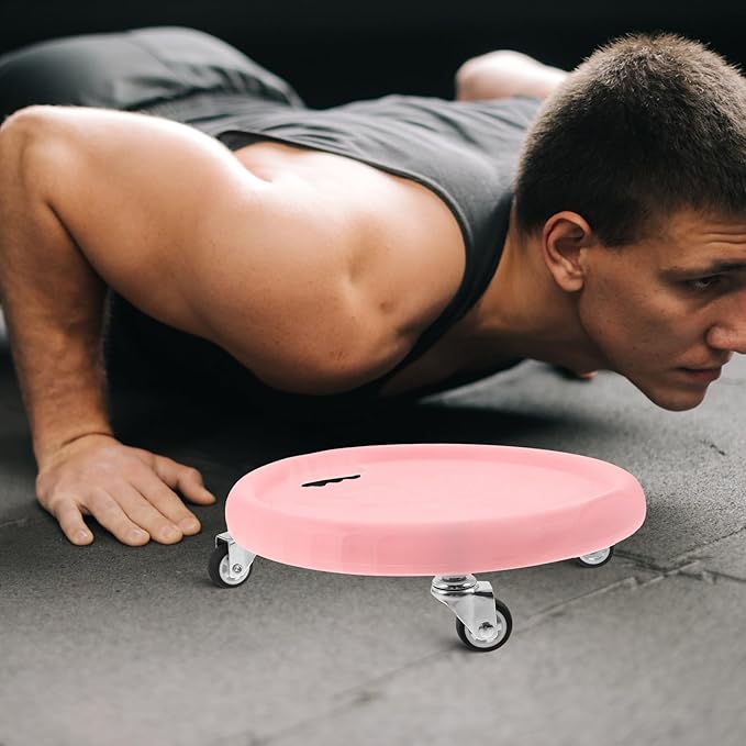 Milisten Ab Roller Wheel with Silent Sliding Disc and Knee Pad, Portable Core Strength Training Abdominal Exercise Machine for Home Workout and Belly Fat Burning, Pink