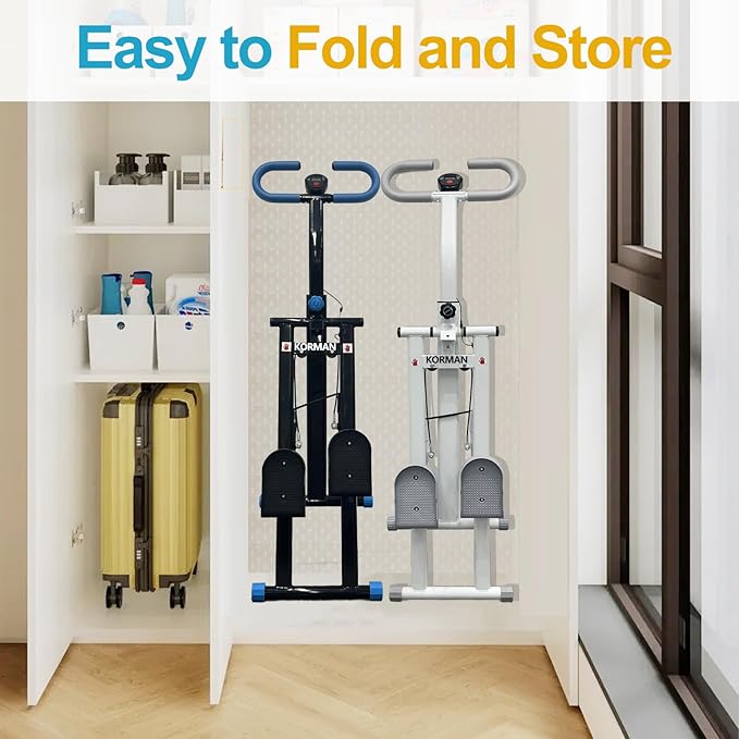 Stair Stepper for Home Gym, Foldable Vertical Climber Workout Machine, Full Body Cardio Machine with Adjustable Handles, LCD Monitor