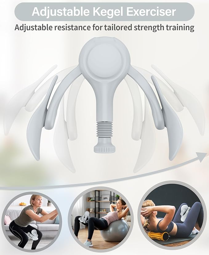 Pelvic Floor Exercise Devices Kegel Exerciser Muscle Trainer 15-70lbs Adjustable for Women/Men, Inner Thigh Exerciser Hip Abductor Machine with Resistance Band, Leg Workout