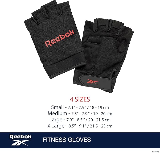 Reebok Classic Fingerless Gloves Lightweight Fitness & Weight Lifting Gloves for Training