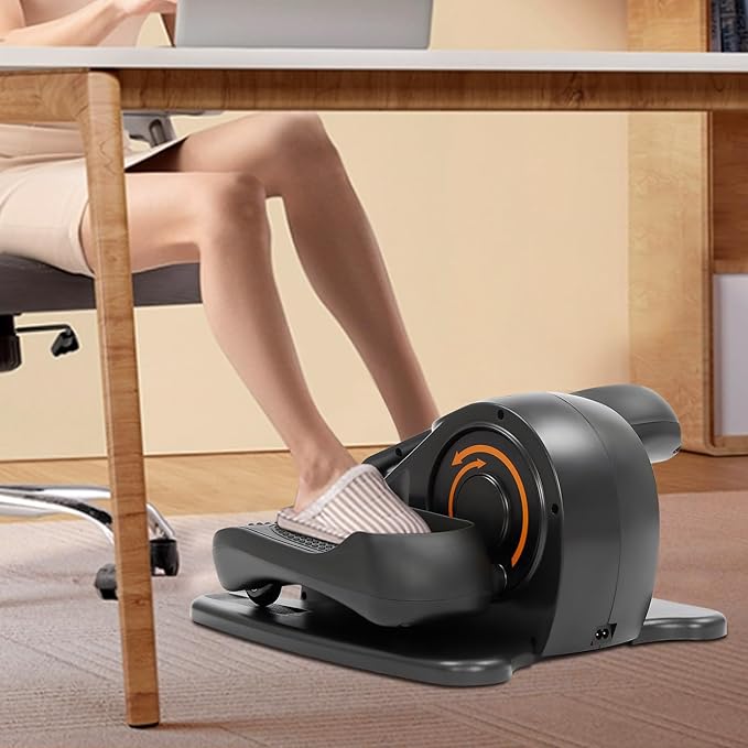 Under Desk Elliptical Machine, Electric Foot Pedal Exerciser Adjustable Speeds Leg Exerciser with Remote Control, LED Display Portable Elliptical Leg Exercise Machine for Seniors, Adults