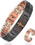 Copper Cross Bracelet for Men - Ultra Strength Magnetic Mens Cross Jewelry Set - Adjustable Magnetic Bracelet with Sizing Tool Jewelry Box