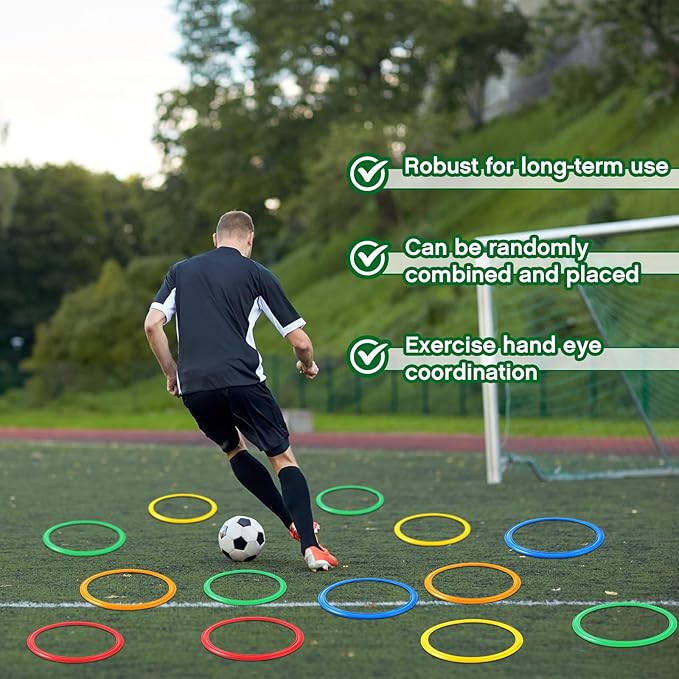 Deekin 40 Pcs Agility Rings Speed and Agility Training Rings Exercise Speed Circle Jumping Hoops for Training Toss Equipment, 15"