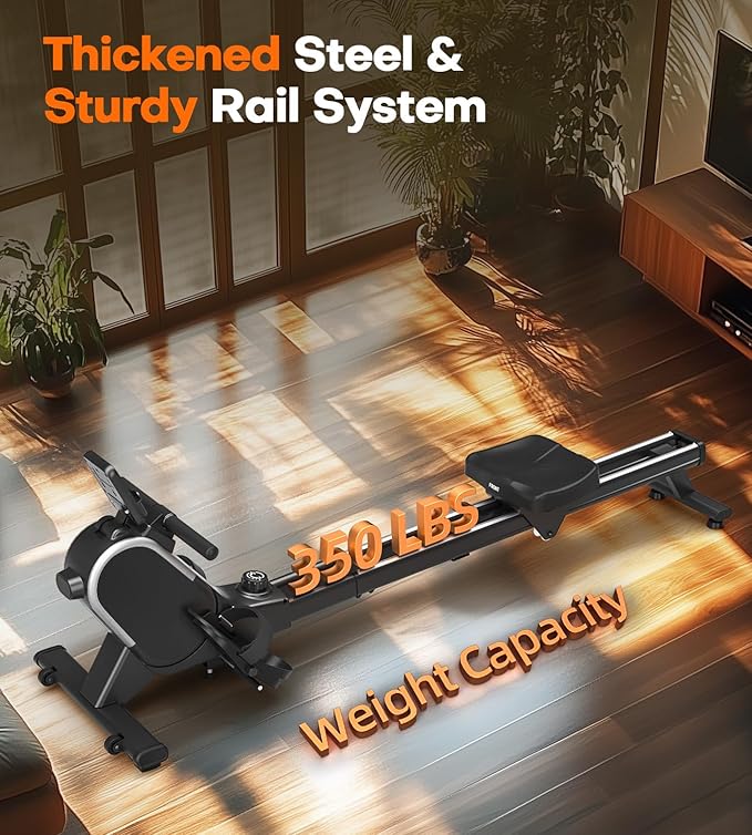 Rowing Machines for Home, 16/32-Level Adjustable Resistance, Magnetic Rowing Machine with App Supported, 350/400 LB Weight Capacity, Upgraded Dual Slide Rails with LCD Data Display Screen