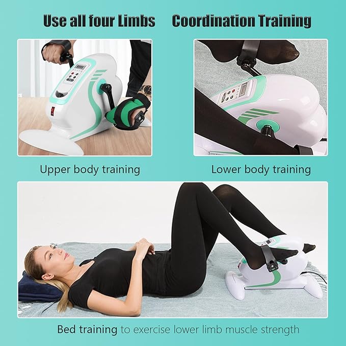 Under Desk Bike Pedal Exerciser, Mini Exercise Peddler with LCD Display, 12 Levels Speed Adjustment, Portable Exercise Pedal Bike for Legs and Arms, White
