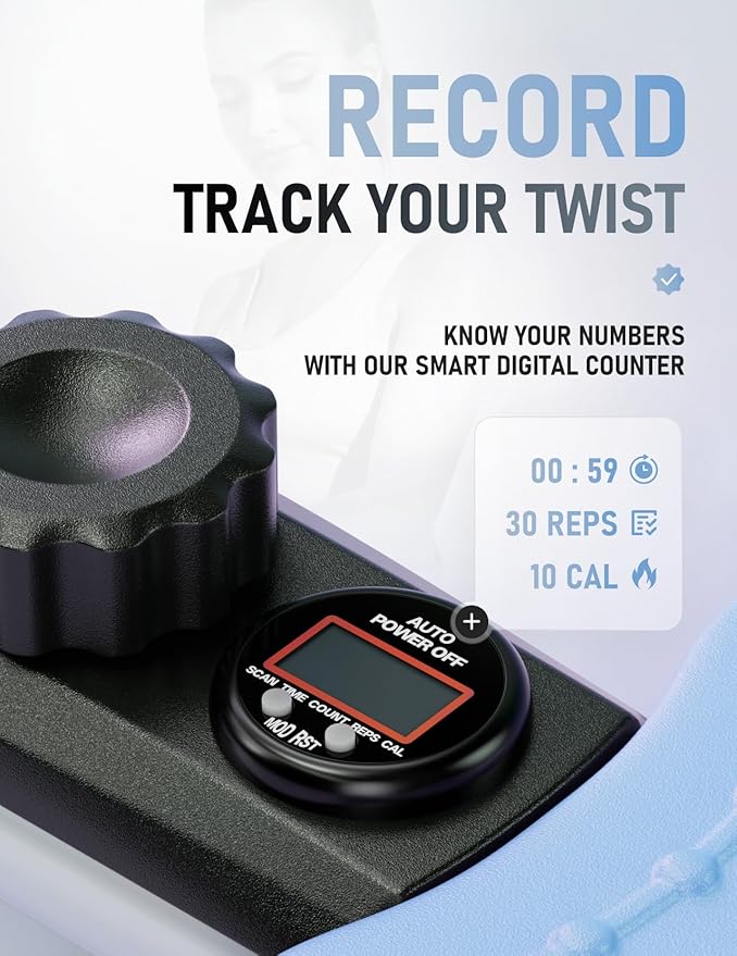 Waist Twister Machine Exercise, Ab Twist Board with Smart LED Digital Counter, Supports 300 lbs, Noiseless, Anti-Slip, Compact Portable for Home Gym Workout Equipment