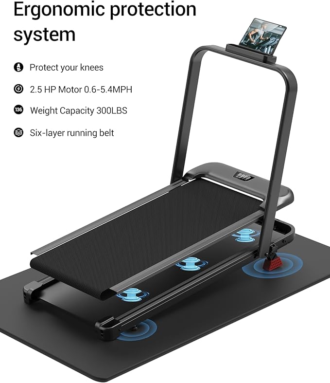 LONTEK 3-in-1 Foldable Treadmill with 300 LBS Capacity, 15% Walking Pad Treadmills for Home and Office, 2.5 HP Under Desk Treadmill with Quiet Brushless