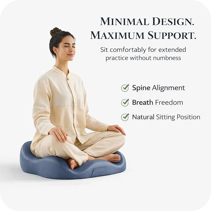 Ergonomic Zen mind Meditation Cushion, Memory Foam, Portable Design with Handle, Pressure Dispersing Support for Meditation, Mindfulness & Posture Alignment