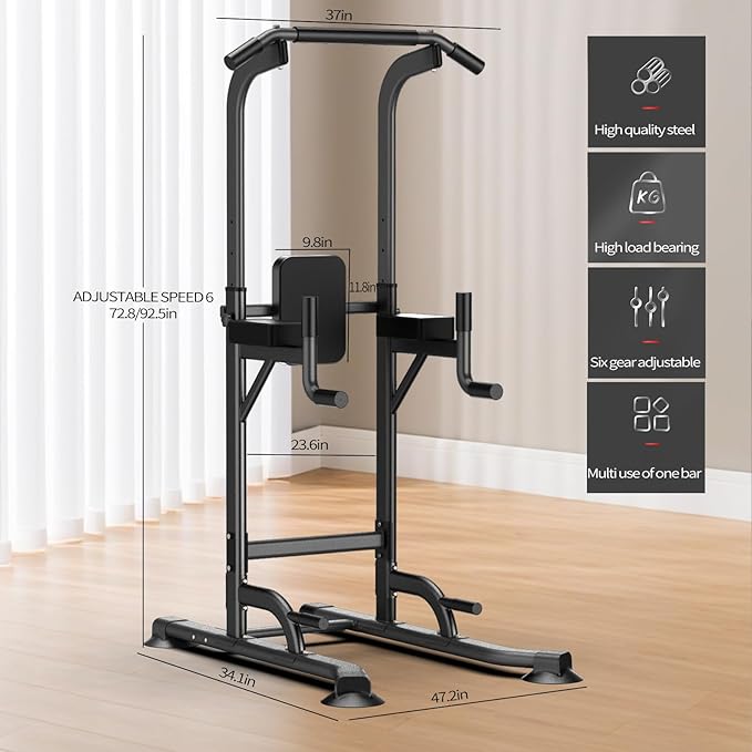 K KiNGKANG Adjustable Power Tower for Home Gym - Multifunctional Pull-Up & Dip Station for Strength Training