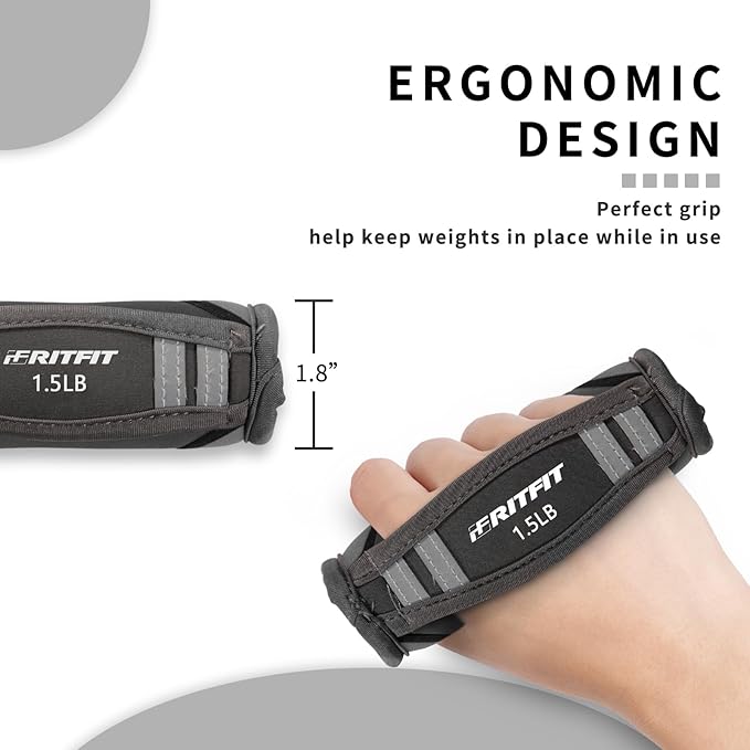 RitFit Soft Hand Weights Set - 0.5/0.75/1/1.5/2 LBS (1 Pair) Walking Dumbbell for Women & Men with Reflective Straps - Jogging, Running, Physical Therapy, Aerobics - Pink Orange Blue Grey Black