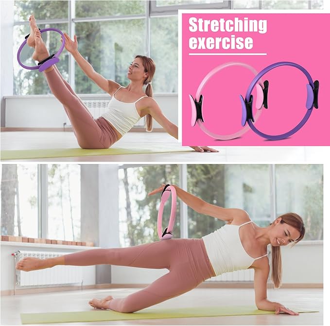 21 Pcs Pilates Ring Circle Set - Complete Home Workout Equipment Kit for Women with Resistance Bands, Yoga, Stretching Strap, and Non-Slip Socks
