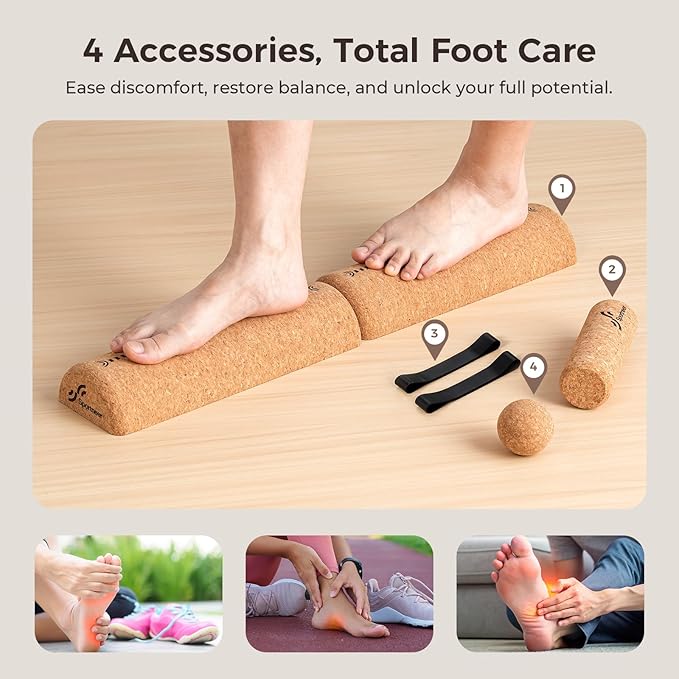 Sportneer Cork Balance Board with Storage Bag – Cork Foot Massage & Balance Trainer Set for Foot Pain Relief, Physical Therapy, Foot Strengthening & Arch Training, Improve Balance & Stability, Boost Ankle Strength