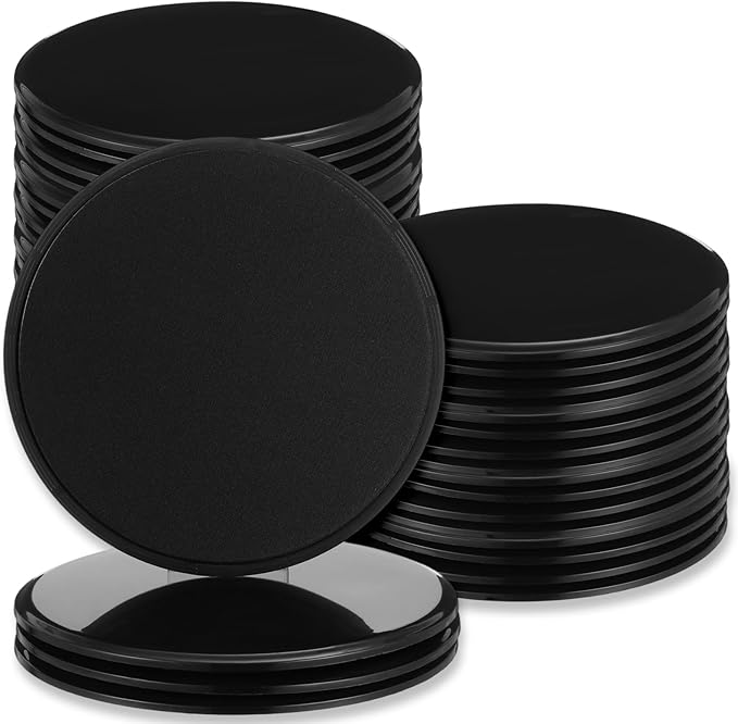 24 Pcs Core Sliders for Working Out, Dual Sided Exercise Sliders for Abdominal & Strength Training, Boost Core Strength, Stability, and Muscular Endurance, for Gym Floors, Carpet, Hardwood(Black)