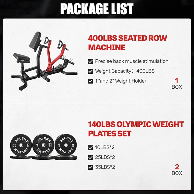 RM01 Seated Row Machine, Back Exercising Equipment Plate Loaded, Chest Supported T-bar Row Machine with Independent Arms, Back Machine Home Gym for 400LBS Capacity Gym Equipment