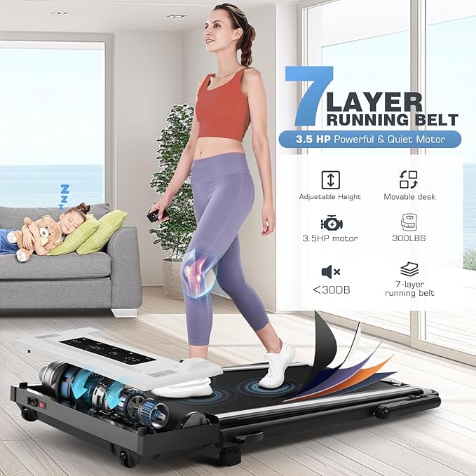 ANCHEER Treadmill with 12%/15% Incline, Folding Walking Pad with Handle Bar, 320-450lb Capacity Under Desk Foldable 3.5HP Treadmills for Home/Office/Gym,Installation-Free