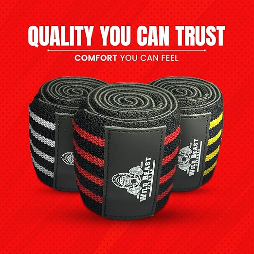 Elbow Wraps for Weightlifting (Pair), Stretchable & Breathable 41" Elbow Compression Strap, Weightlifting Straps for Bench Press, Supports Powerlifting, Pressing, Elbow Straps for Gym Accessories for Men (Red)
