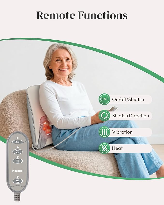 Shiatsu Back and Neck Massager with Heat, FSA Eligible HSA Deep Tissue Back Massager for Pain Relief, Massage Pillow with Vibration for Neck Shoulder